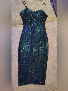 Sparkling Teal Sequin Bodycon Dress